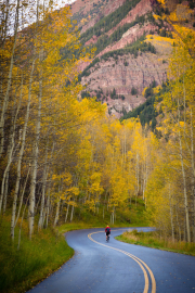 Biking down Maroon Creek Road